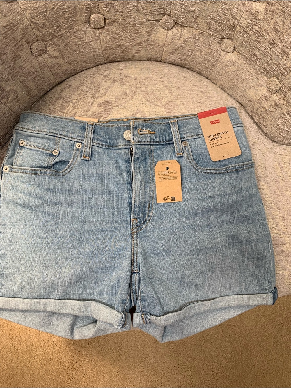 Levi's Light Wash Mid-Length Denim Shorts